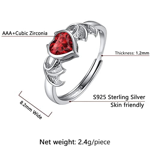 SILVERCUTE Bague Femme Entrelacs Argent 925 avec Pierre de Naissance Janvier - Grenat Coeur Synthéthique