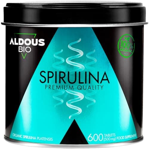 Spiruline Bio Comprimés | 600 Comprimés | Dose 3000mg | Detox - Riche en Phycocyanine & en Protéines | Complement Alimentaire Fatigue & Immunité Adulte | Minéraux & Vitamines | Sans Plastique