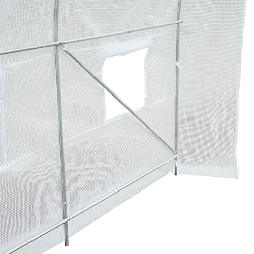 Outsunny Serre de Jardin Tunnel Surface Sol 7 m2 3,5L x 2l x 2H m châssis Tubulaire renforcé 18 mm 6 fenêtres Blanc