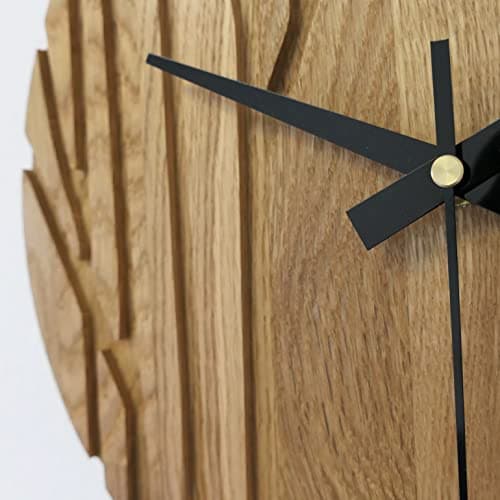 SENTOP Horloge murale en bois chêne - Horloge murale moderne - Décoration d'intérieur - Horloge murale en chêne véritable - Grande horloge murale en bois de chêne - Bois naturel - 50 cm