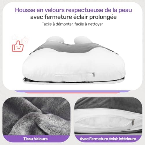Nuliie Coussin de Grossesse pour Dormir, Oreiller de Corps Complet en Forme de U, Soutien pour Le Dos, Les Hanches et Les Jambes des Femmes Enceintes, avec Une Housse en Velours Lavable (Gris)