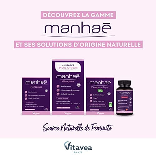 Manhaé - Ménopause Gummies - Complément alimentaire ménopause sans hormones - Bouffées de chaleur, fatigue, bien-être - Pollen BIO, Vitamine E, Vitamine B2-60 gummies saveur fruits rouges - 1 mois