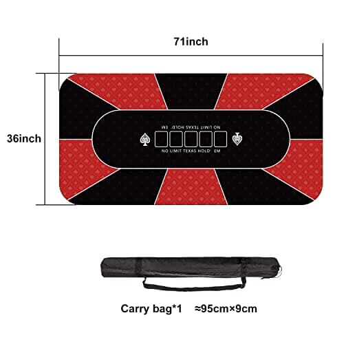 YUZPKRSI Tapis de Poker 180 x 90 cm, Professionnelle Texas Holdem Tapis de Poker pour 10 Joueurs, Pliable Table de Poker Portable Tapis de Cartes pour Jeux de Poker