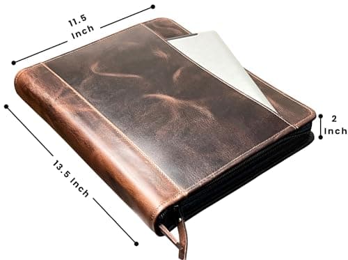 Rustic Town Conférencier A4 en Cuir | Porte-Documents pour Homme et Femme | Porte-Documents avec emplacements pour Stylo et Cartes