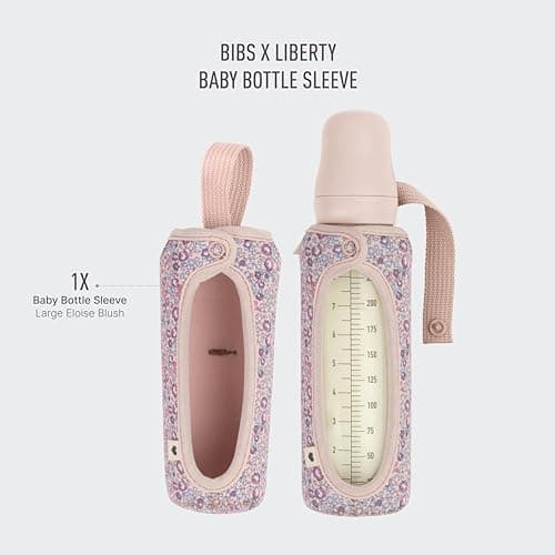 BIBS x LIBERTY Housse de protection pour biberon Grand modèle 225 ml – Housse de protection en néoprène pour biberons Bibs – Design imprimé Liberty, Large, Eloise Blush