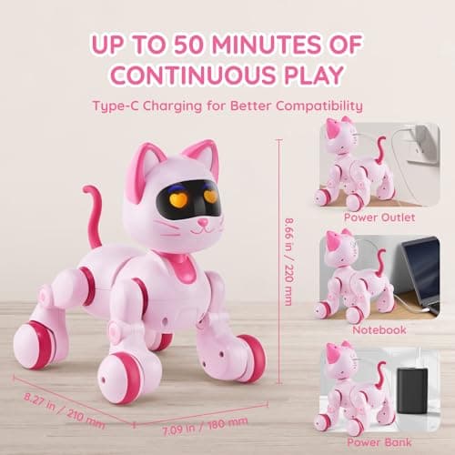 VEVOR Robot Jouet Enfants Télécommandé Chat RC Intelligent, Télécommande Programmable, Contrôle Tactile, Jouet Robotique pour Cadeau d'anniversaire, Noël, Garçons Filles de 3, 4, 5, 6, 7, 8, 10 Ans