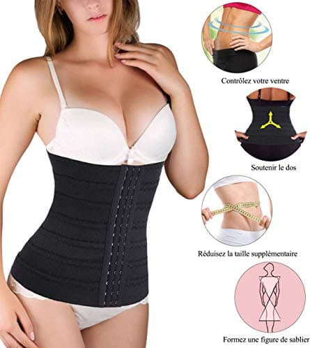 Chumian Gaine Amincissante pour Femme Invisible Ventre Plat Corset Minceur Serre-Taille Body Sculptant (Noir, S)