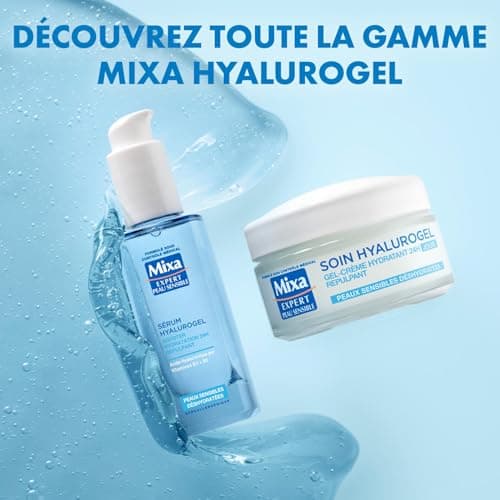Mixa Expert Peau Sensible - Sérum Hyalurogel - Booster Hydratation 24h Repulpant - Acide Hyaluronique Pur, Vitamine B3 + B5