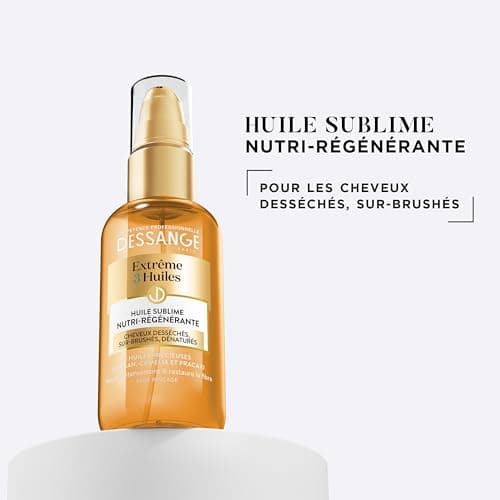 Dessange - Huile Sublime Nutri-Régénérante Extrême 3 Huiles - Formule Enrichie À L''Argan, Camélia & Pracaxi - Nourrit Intensément & Restaure - Pour Cheveux Desséchés - Sans Rinçage - 100 ml