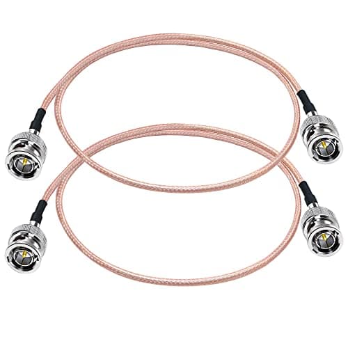 TUOLNK Câble BNC 75ohm Câble d'assemblage d'extension BNC mâle vers BNC mâle RG179 20 pouces (50 cm) Antenne WIFI Pigtail Jumper Câble coaxial vidéo HD SDI 2 Pack