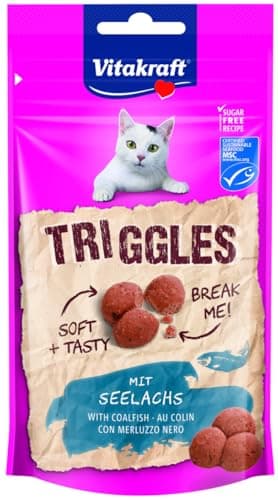 Vitakraft Triggles - Friandise pour Chats au Colin - Recette sans sucre ajouté (1 x 40g)