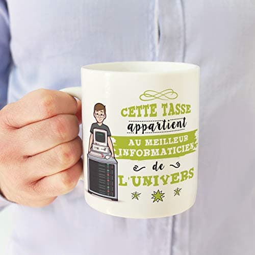 Mugffins Informaticien Tasses Originales de café et Petit-déjeuner à Donner Travailleurs Professionnels - Cette Tasse Appartient au Meilleur Informaticien de l'univers - Céramique 350 ML