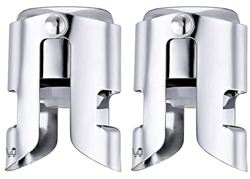 OWO Lot de 2 bouchons à champagne avec acier inoxydable - Pour champagne, cava, prosecco et vin mousseux - Bouchon compact pour bouteille de champagne