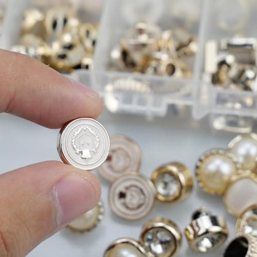 Zfseyuh 100 Pièces Boutons Mercerie Perle Artificielle,avec Tige Boutons à Coudre Boutons Décoratifs pour Chemises Costumes Vestes Pulls 9.5mm-12mm
