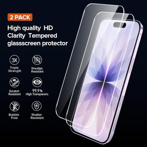ivoler Clair Coque pour iPhone 17, avec 2 Pièces Verre Trempé, Anti-Jaunissement Protection Militaire Étui de Mince Bumper Housse - Transparente