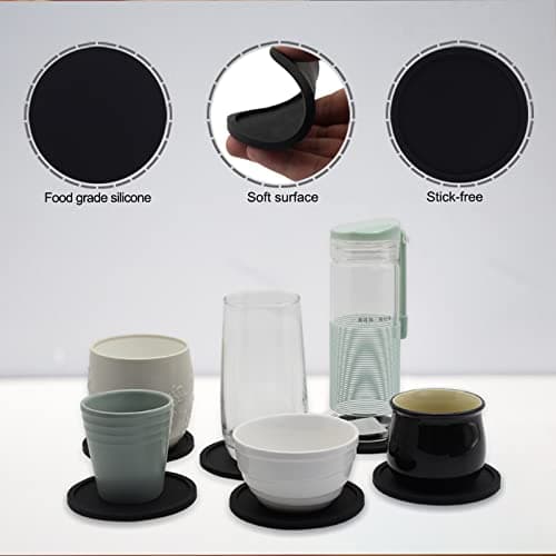 JCKD Lot de 4 dessous de verre circulaires en silicone, antidérapants, pour café, bière, bouteilles, boissons, maison et bar