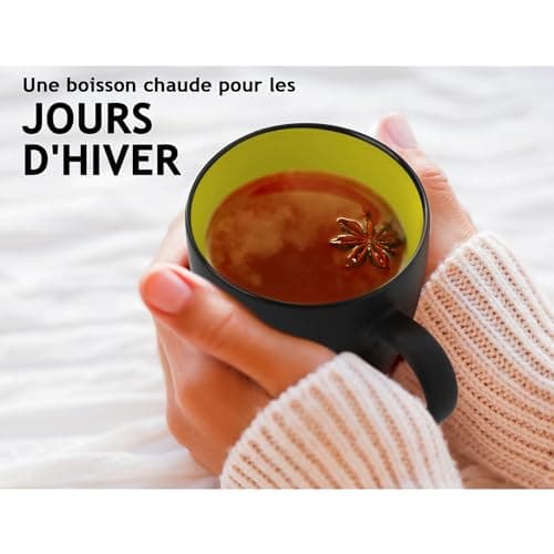 MIAMIO - 6 x 350 ml Tasse à café en grès/Ensemble de tasses Le Papillon Collection (Noir-Multicolore)