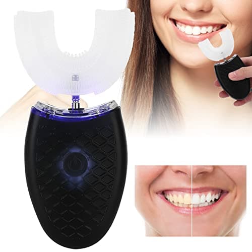 Brosse à dents électrique sonique, tête de brosse à dents en forme de U, nettoyage automatique, 4 modes de nettoyage, tête de brosse à dents en silicone de qualité alimentaire