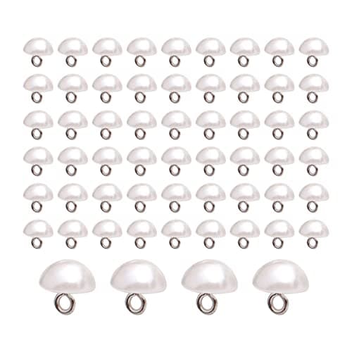 YWNYT Lot de 200 boutons décoratifs en forme de demi-boule en forme de boule en forme de champignon avec tige en métal pour bricolage, couture, vêtements et loisirs créatifs Blanc 10 mm