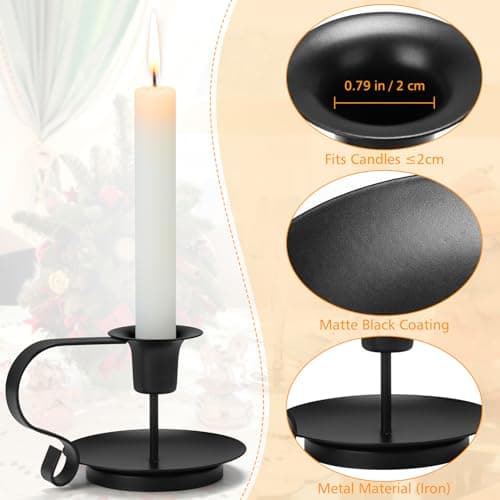 Ensemble de 2 Porte-Bougies en Fer Noir - Supports Élégants pour Chandelles - Porte-Bougeoirs Modernes pour Décoration d'Intérieur
