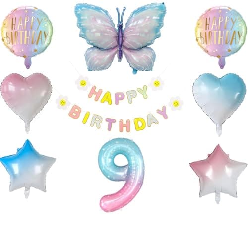 LIANRISES Ballon 9 Ans Decoration Anniversaire Papillon Ballon Papillon 9 Ans Ballon Ansniversaire 9 Ans Décoration Anniversaire Deco Anniversaire 9 Ans