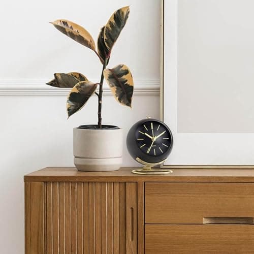Azyh Réveil analogique au design simple mignon - Horloge de table rétro avec veilleuse - Silencieuse - Sans tic-tac - Fonctionne avec piles - Pour enfants, chambre à coucher, voyage, cuisine, table de