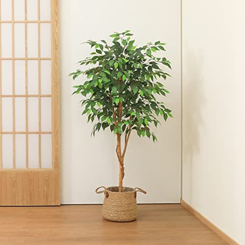 Kazeila Plante Artificielle Interieur 150cm Arbre Artificiel Ficus avec Troncs Naturels Fausse Plante Grande pour Intérieur Extérieur Maison Décoration