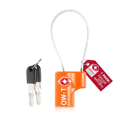 OW-Travel Cadenas Cable Clé TSA pour Valise. Cadenas Clef Antivol pour Bagages Casier Rangement Tente Camping. Cadenas USA. Accessoires de Voyage. Verrou a Cle Valise 1 Orange