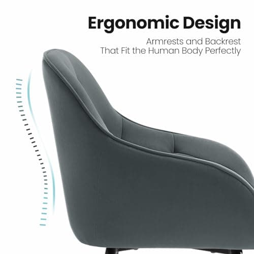 WOLTU Lot de 4 Chaises de Salle à Manger, Chaises de Cuisine Rembourrées avec Dossier, Accoudoirs, Pieds en Métal, pour Salon, Bureau, Coiffeuse, en Velours, Gris foncé, EZS02dgr-4