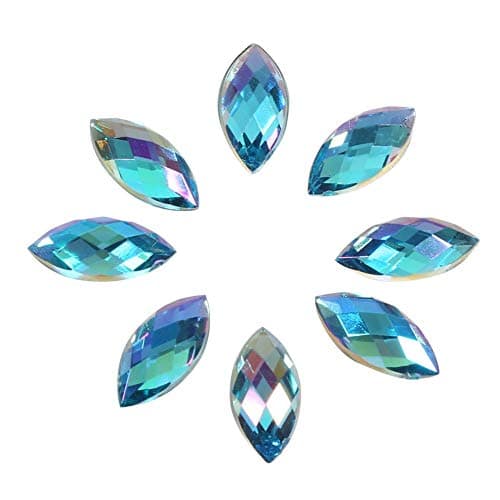Strass en forme de larme, strass AB 500 pièces, strass à dos plat, cristaux artisanaux en forme d'oeil de cheval pour collier anneaux vêtements décorations de robe de mariée, 7x15mm(Bleu foncé)