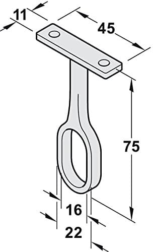 Support central de tube de garde-robe Gedotec pour tringle à vêtements OVAL - TUBES | Fixation métal chromé poli | Support tringle penderie pour bar ovale | 1 Pièce