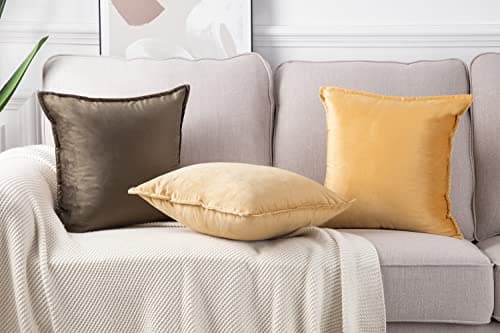 Madizz Lot de 2 Doux Velours Décoratif Housses de Coussin Luxe Style pour canapé Chambre Marron 45x45 cm