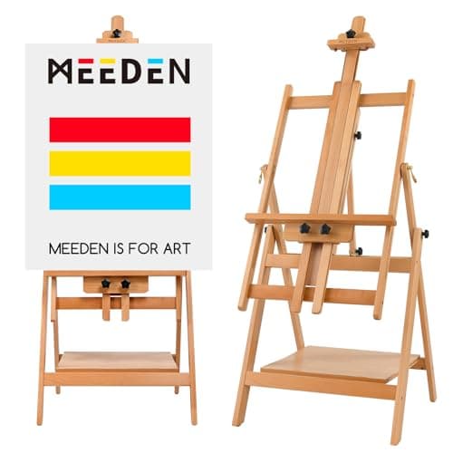 MEEDEN Grand Chevalet Peinture de Studio Décapotable Chevalet Bois en Cadre H Réglable Incliner à Plat Chevalet Polyvalent avec Hauteur Maximum, Accueillant la Toile Jusqu’à 59”
