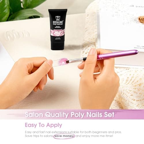 ROSALIND Gel pour Extension d’ongle 60ml, Puce Gel Construction Ongle UV, Poligel à Ongle Gel Nail Art pour les débutant, Professionnel et Salon de Manucure, Cadeau Pour les Amateurs