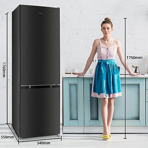 CHIQ Réfrigérateur congélateur bas FBM260L 262L (187+75), Low frost, Acier inoxydable, Portes réversibles, 39 db, 12 ans de garantie sur le compresseur