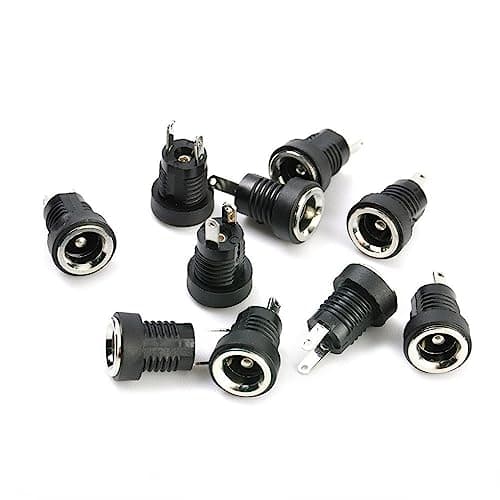 PLABBDPL 10 Pièces Mini Prise 12 Volt Femelle Connecteur 5.5mm x 2.1mm Alimentation Fiche à Souder, 5,5 x 2,1 mm DC Connecteur Jack Femelle 2 Broches Connecteur Monté sur Panneau