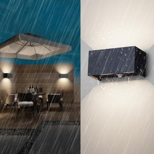 Klighten 24W Applique avec détecteur de mouvement, Applique murale exterieur/interieur,IP65 4000K,Applique détecteur de mouvement,Anthracite