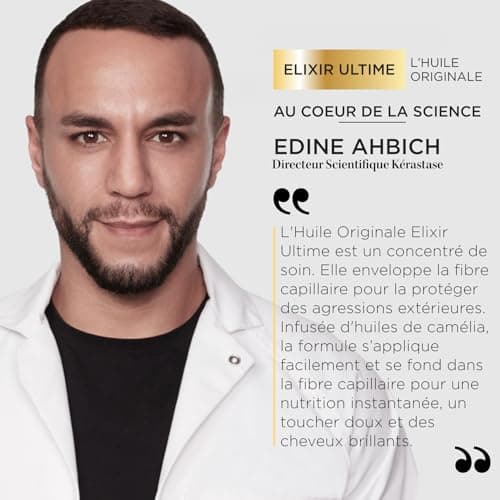 KÉRASTASE Elixir Ultime - L'Huile Originale - Huile Capillaire Nourrissante Multi-Usage - Soin Thermo-Protecteur Sans Rinçage - Huiles de Camélia, Marula & Argan - Tous Types de Cheveux - 30ml