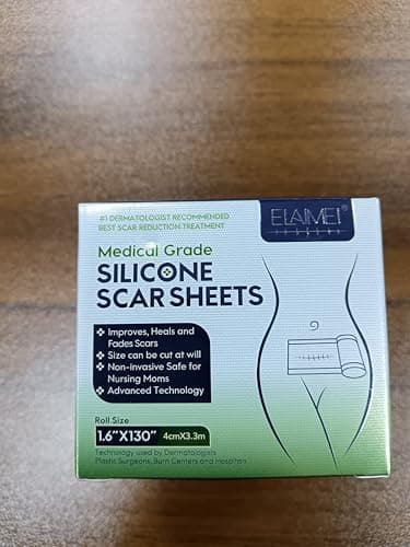 Feuilles de cicatrice en silicone (1,6"x130"-3,3M), bandes de ruban adhésif en silicone de qualité médicale pour incisions chirurgicales, césarienne, chéloïde, acné