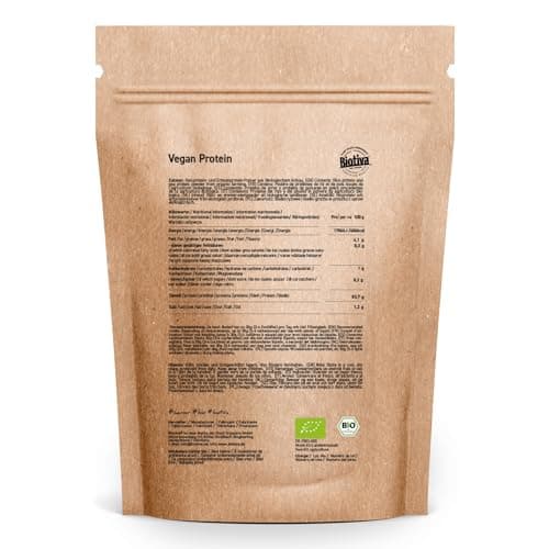 Poudre de protéines véganes bio 900g - 83% de protéines - Protéines de pois et de riz - 23g de protéines par dose - Végan - Conditionné et contrôlé en Allemagne (DE-ÖKO-005)