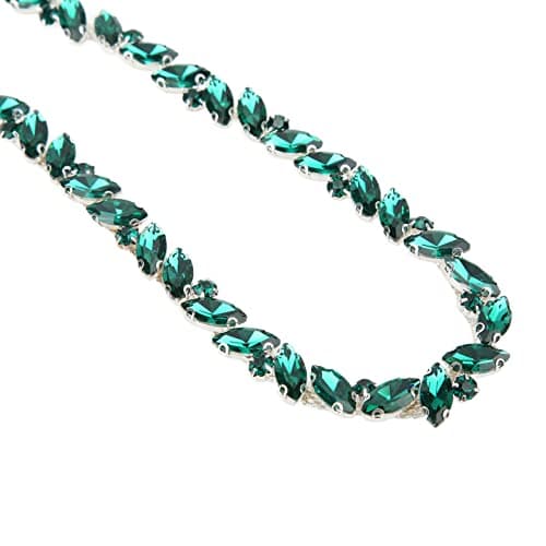 Chaîne en strass, chaîne en verre à franges en strass pour la fabrication de bijoux à bricoler soi-même, couture artisanale, breloques de chaussures, décoration de mariage(Vert)