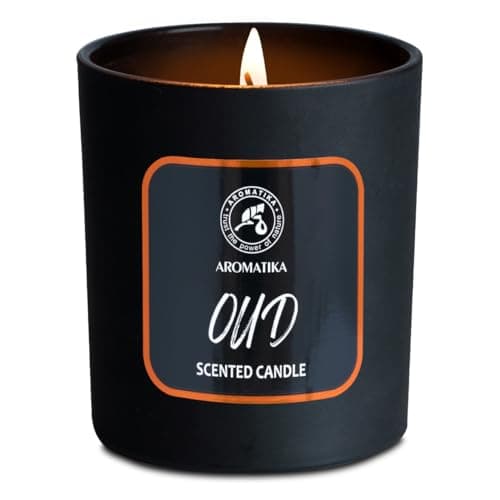 AROMATIKA trust the power of nature Bougie Parfumée Oud 200g - Bougie Aromathérapie - Bougie de Cire de Soja - Désodorisant pour la Maison - Bougie Parfumée en Jarre - Cadeau pour Hommes