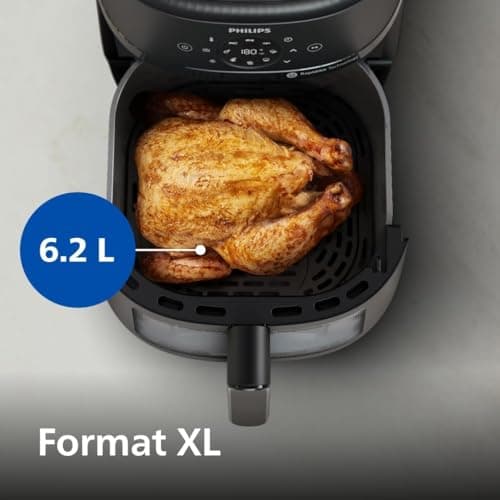 Philips 2000 Series Airfryer - 13 façons de cuisiner, technologie Rapid Air, jusqu'à 90% de matières grasses en moins, fenêtre de cuisson, cuve de 6,2L, écran tactile, noir (NA230/00)