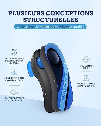 Semelle Talon Douleur, QBK Talonnettes Orthopédiques Talon, Soulagement des Douleurs Pied, Épine Calcanéenne, Pronation, Confortables Unisexe Utilisation Quotidienne M