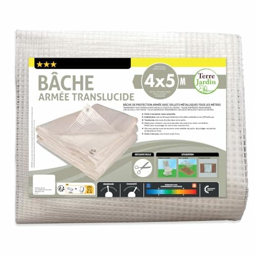 TERRE JARDIN Bâche armée Transparente 160g/m2 découpable - 4 x 6 - Transparent