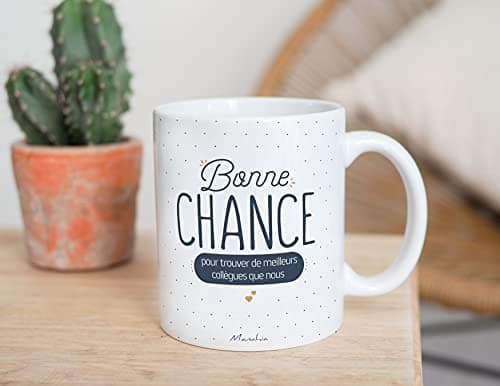 Manahia Mug Cadeau Collègue De Travail - Bonne chance pour trouver de meilleurs collègues que nous - Avec Boite Kraft - Imprimé en France - 330 mL Céramique - Tasse travail - Départ Collègue