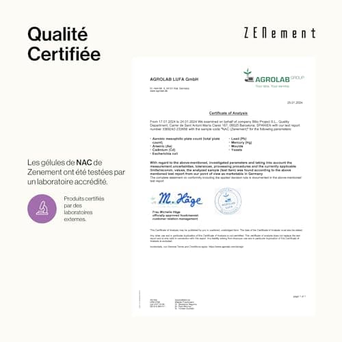 NAC N-Acétyl-Cystéine 600 mg - 180 Gélules Véganes | Approvisionnement de 6 Mois | Haute Pureté et Biodisponibilité | Sans Additifs | Végan | Zenement