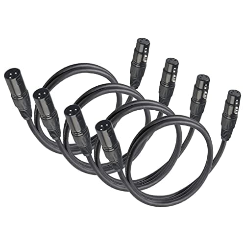 jindaaudio Lot de 4 Câbles DMX pour Microphones et éclairage de Scène, Câble DMX XLR mâle vers XLR femelle 1.2 m avec connecteur à 3 broches