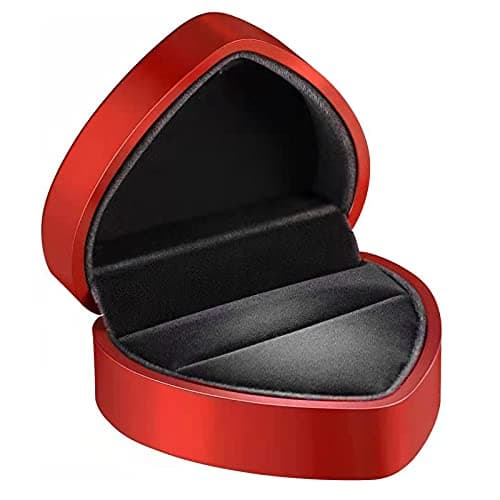 Boîte de Bague de Mariage, Boîte à Bague en Forme de Cœur en Velours, Forme de Coeur Boîte de Bague de Stockage de Mariage Saint Valentinpour Mariage, Fiançailles, Saint-Valentin (Rouge)
