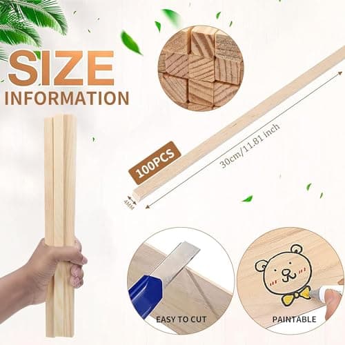 EULAPGOE 100 Pièces De Bâtonnets en Bois Bâton De Bois Naturel Bâton De Bois pour Le Bricolage 4mm Bois De Bricolage Bois De Bambou Non Traité Bâton De Bois pour Le Travail du Bois
